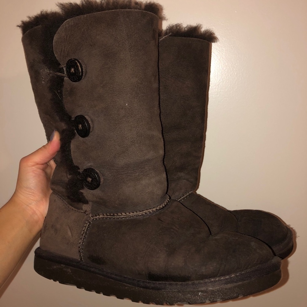 Ugg Dark Brown Triple Button Boots